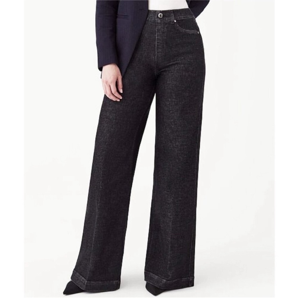 NWT Spanx wide leg charcoal jeans sz xl petite